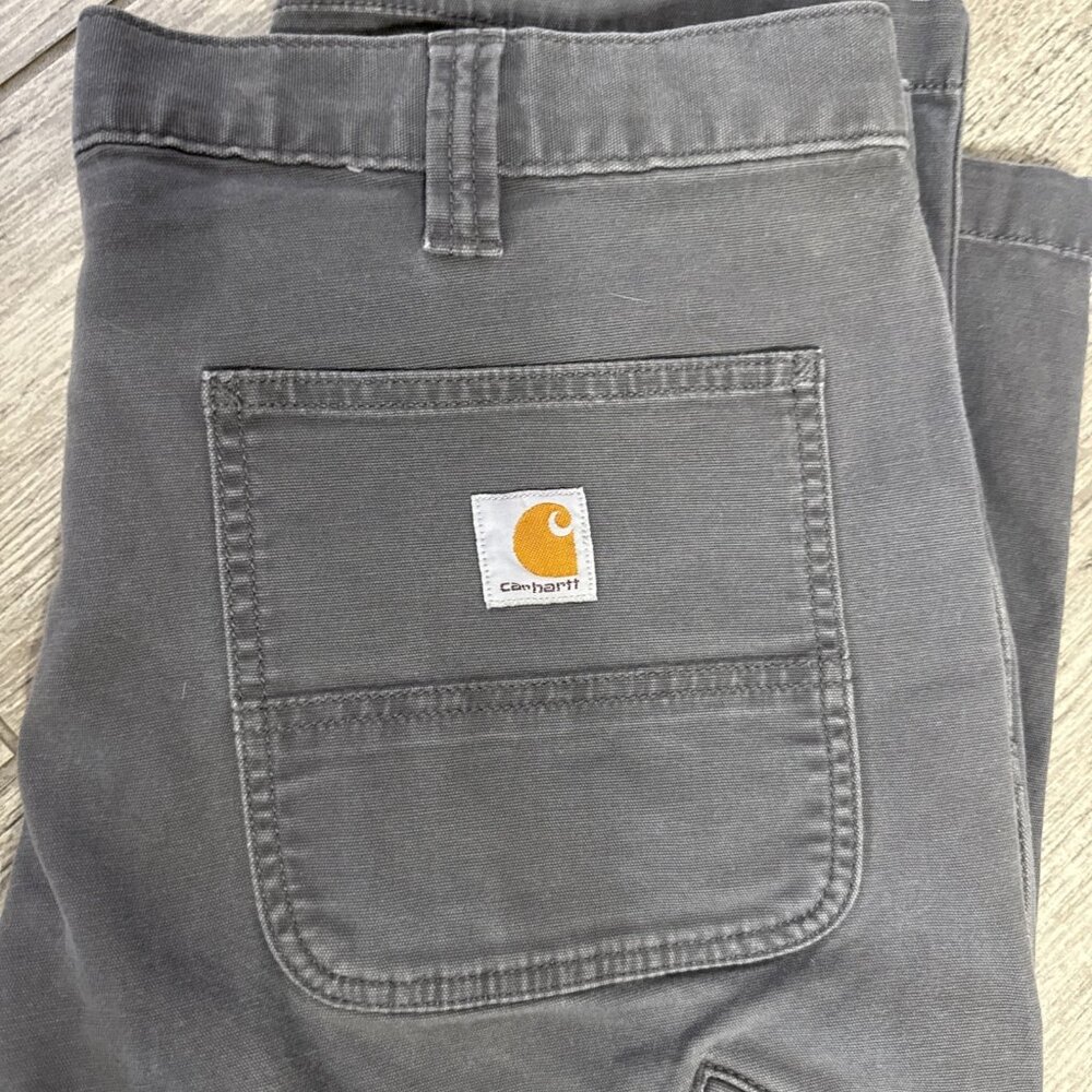 NICE Carhartt Men's 38x30  Relaxed Fit Workwear Carpenter Cargo 14806 Gray Pants